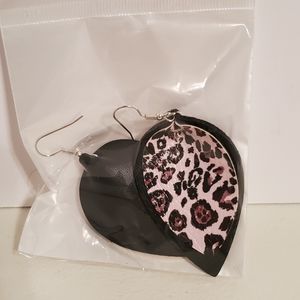 New! Leopard Faux Leather print earrings